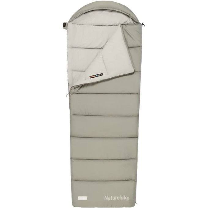 Спальный мешок NATUREHIKE CNK2350WS023 MS300 с капюшоном, зеленый, молния справа 6977465864055